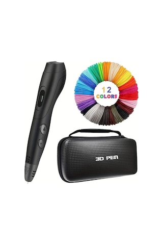 Xuweiwei Setookj Siyah 3d Baskı Kalemi 6 Hız Ayarlı 12 Renkli Pla Filament Dıy El Sanatları