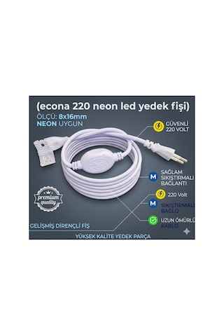 220 Neon Led Yedek Fişi 8x16mm Neon Uygun ,enerji Fişi