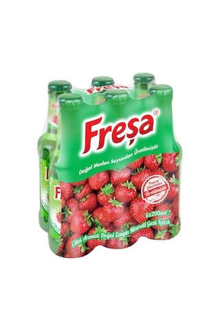 Freşa Çilek Aromalı Doğal Zengin Mineralli Gazlı İçecek 4'lü 6 x 200 ML