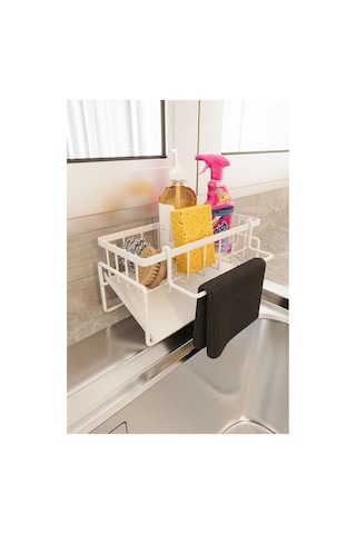 Suntel Tezgah Üstü Sıvı Sabunluk Ve Süngerlik Beyaz