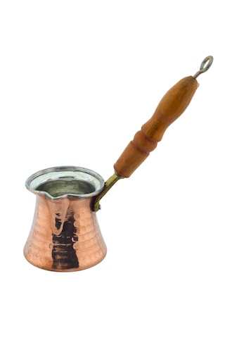 Ludıa Ahşap Saplı El Yapımı Dövme Bakır Cezve No2 Kahve Cezvesi