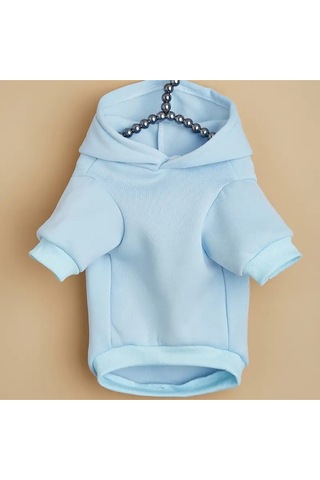 Kedi Ve Köpek İçin Sevgililer Günü Açık Mavi Kapüşonlu Sweatshirt