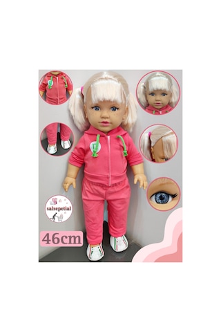 Büyük Boy Et Bebek 46cm Kokulu Kutulu Model Bebek Eşofmanlı Tina Bebek 46cm Pembe