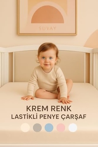 %100 Pamuklu Bebek Lastikli Çarşaf - Penye Kumaş - Park Yatak 60x120 70x110 70x120 70x130 70x140 Krem Beyaz Gri Pembe Mavi Krem Açik Mavi
