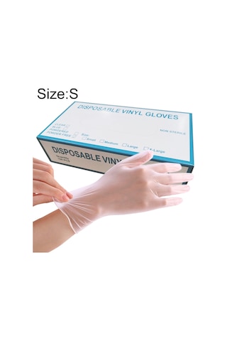 Sones 100 Adet Tek Kullanımlık Pvc Muayene Eldiveni Ev Tipi Şeffaf Dokunabilir Koruyucu Eldiven, Beden: S