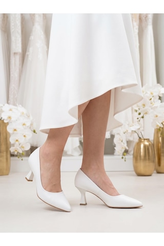 Nesilshoes Nesil Shoes Elva 050 Beyaz Topuklu Kadın Stiletto