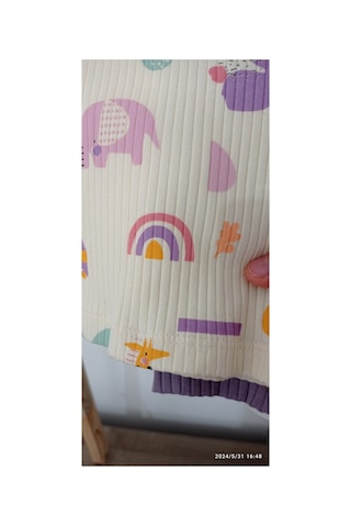 Azra Mor Hayvan Desenli Bebek İkili Takım Mor