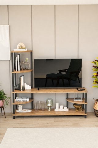 Neoline 120 Cm Tv Ünitesi Çok Raflı Modern Tv Sehpası - Meşe Meşe