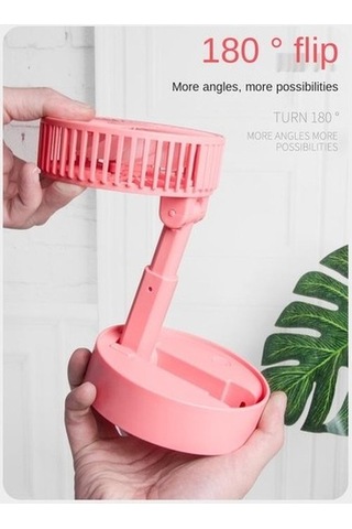 Usb Şarj El Küçük Fan Taşınabilir Açık Mini Yaratıcı Masaüstü Ofis Katlanır Teleskopik Fan Hayranları 8777 Pembe