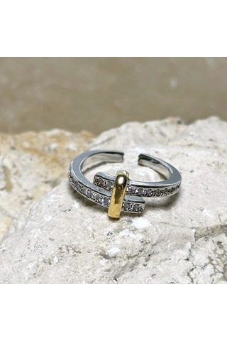 Silver Gold Sarmalı Harman Yüzük Çok Renkli