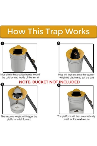 Createtech Sürgülü Kaydırmalı Kova Fare Kapanı - Pratik Ve Etkili Sarı Model