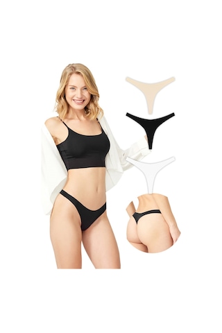 Cottonhill Basic Lazer Kesim Tanga Külot 3'lü Paket - 1 Renkli2 Çok Renkli