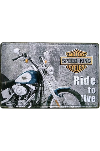Cajuart Ride To Live Motosiklet 20X30 Cm Metal Plaka Metal Tablo