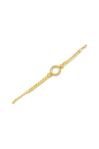 Altın Kaplama İmitasyon Zirkon Taşlı Figaro Desenli Çeyrek Çerçeve Bileklik Blk-1171 Altın