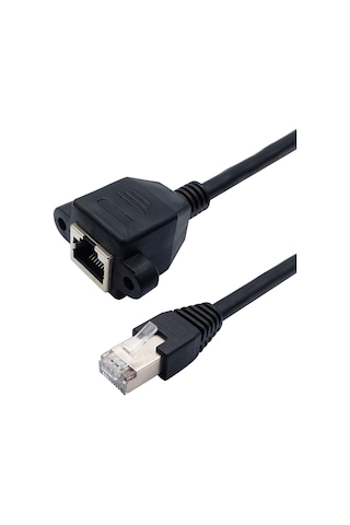 Panel Tipi Dişi Erkek Vidalı CAT6 Ethernet Ağ Kablosu 30 CM