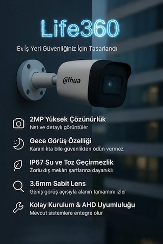 Dh-hac-b1a21p-u 2mp 3.6mm Ahd Bullet Güvenlik Kamerası Ir Gece Görüşlü, Ip67 Dış Mekan