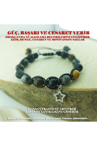 Vaoov 925 Ayar Gümüş Doğal Taşlı Güç, Başarı, Cesaret Bilekliği