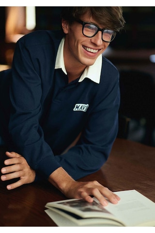 Mavi - Mavi Logo Baskılı Lacivert Polo Sweatshirt 0s10172-70497 Lacivert