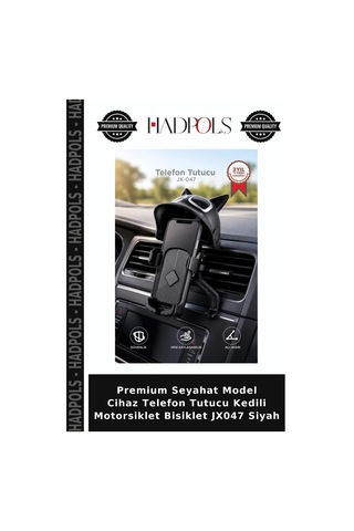Premium Seyahat Model Cihaz Telefon Tutucu Kedili Motorsiklet Bisiklet Jx047 Siyah