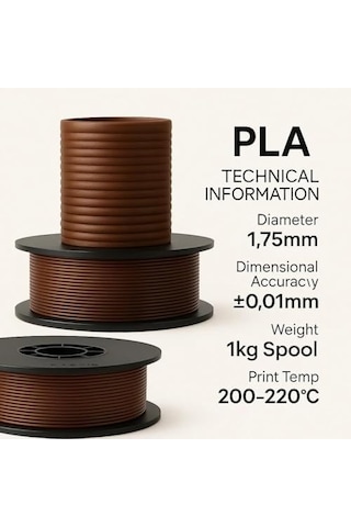 Pla+ Filament 1.75mm 1 Kg - Kahverengi