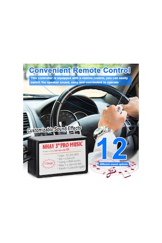 Konesam Araba Klarnet Kontrol Cihazı, 12 Farklı Ses Efekti Seçeneği, Ses Düzeyi Ayarlama, Kumanda İle Kolay Kullanım, 12-24v Uyumlu Kumanda Pil İle Gönderilir