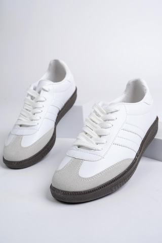 Muggo Gordon Ortopedik Günlük Garantili Bağcıklı Unisex Yürüyüş Koşu Sneaker Spor Ayakkabı - Beyaz