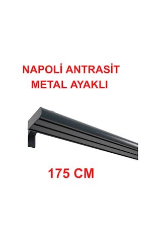 Napoli Metal Başlıklı Üçlü Dekoratif Ray Korniş Modern Rustik-antrasit 175 Cm Antrasit