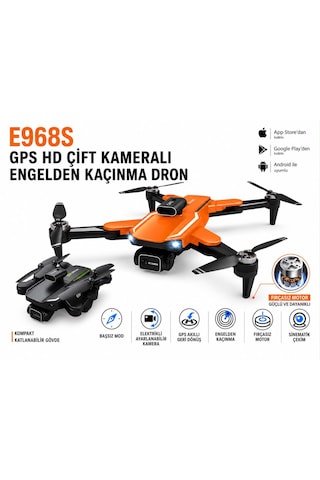 E968s Drone Çift Kameralı Engel Kaçınma Fırçasız Motor Elektirikli Kamera Akıllı Eve Dönüş Başsız Mod Katlanabilir Akıllı Hover Wifi Cam Uygulaması Telefondan Kontrol