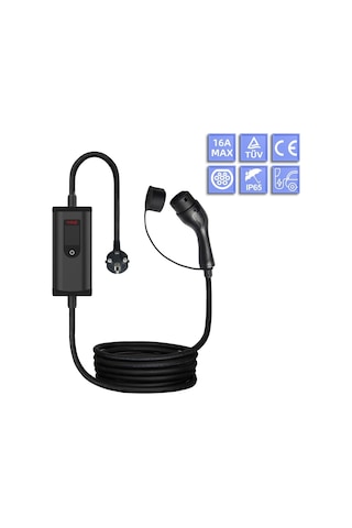Mioji Mio 717 3.5kw/16a 2.4 Lcd Ekran Ip65 Suya Dayanıklı Taşınabilir Elektrikli Araç Şarj Cihazı 22 Kw