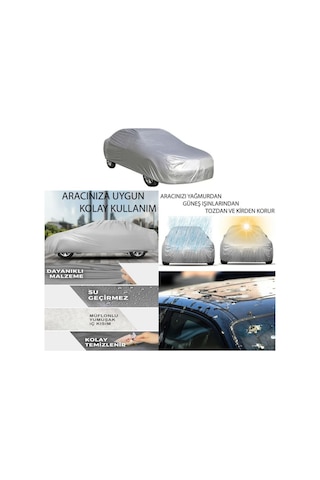 Peugeot 206 Uyumlu Oto Branda Su Geçirmez 3 Katmanlı 4 Mevsimlik Araca Özel Araç Örtüsü Araba Brandası 1 Adet