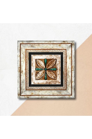 Lexroo Fas Desenli Vintage Taş Duvar Tablosu - Çerçeveli Taş Tablo - Dekoratif Duvar Sanatı Çok Renkli