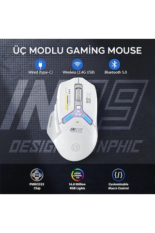 İnphıc İN9 Gerçek Üç Modlu Bluetooth/Tip-CWired/2.4G Kablosuz Mouse