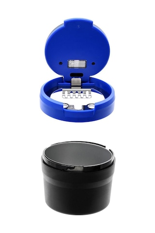 Mini Led Işıklı Araç Araba Küllüğü Mavi 9cm