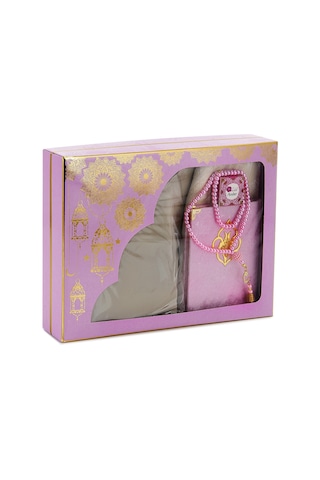 Pratik Başörtülü Tek Parça Namaz Elbisesi Ve Seccade Seti Pembe Pembe