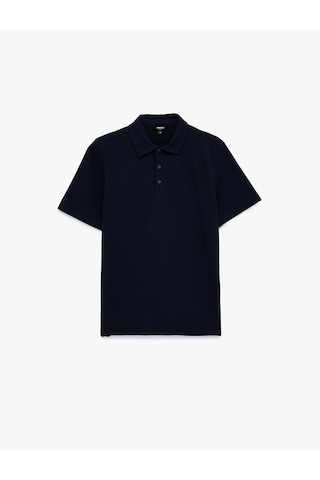 Koton Regular Fit Kısa Kollu Dokulu Pamuklu Polo Yaka Tişört Lacivert 6sam10078mk