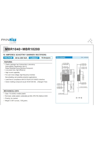 Mbr10150 10a Schottky Dıode