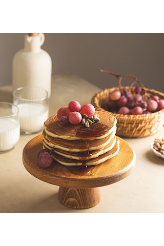 Justwood Mini 20 Cm Ahşap Ayaklı Yuvarlak Pasta Kurabiye Sunum Se