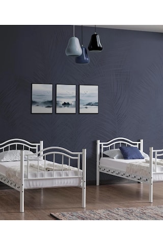 Missidea Belinay Ayrılabilir Estetik Metal Ranza Beyaz 90x190 Cm 90 x 190