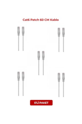 S-lınk Sl-cat605, Cat6, Patch, 5mt, Kablo Gri 5li Paket