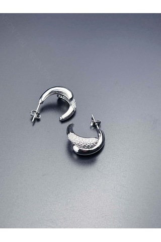 Zirkon Taşlı, İkili Görünüm Vip Küpe 603, Gümüş Renk Gümüş