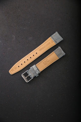 Hakiki Deri 18mm Akıllı Pimli Saat Kordonu Gümüş