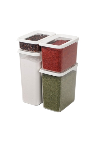 Hobi Box Vip Dikdörtgen Kristal Saklama Kabı 4'lü Set Beyaz