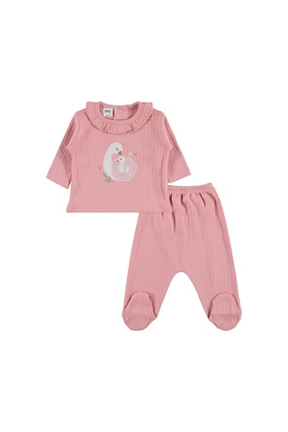 Nb26-01 Civil Baby Ördek Nakış 10 Lu Zıbın Setleri - Pudra Açık Yavruağzı