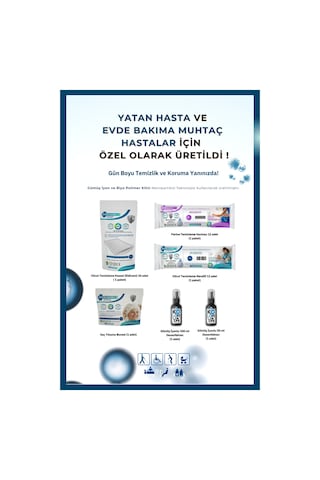 Gümüş İyonlu Yatan ve Evde Hasta Bakım Seti 12'li + Perine Temizleme Mendili