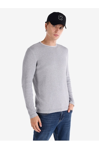 Colins Slim Fit Bisiklet Yaka Basic Gri Erkek Kazak Cl1065743 Gri