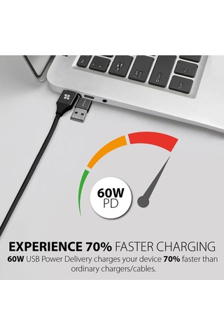 Promate Universal Lightning Type-C Micro-USB Şarj Kablosu Siyah