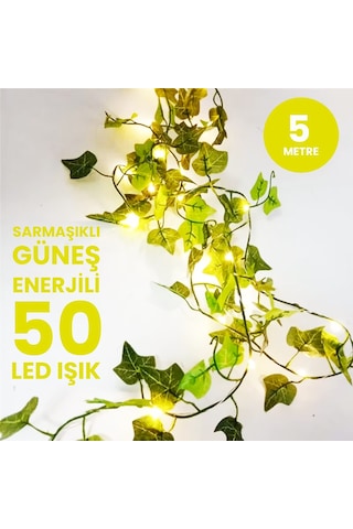 Upway 5 Metre Doğal Sarmaşık Yapraklı Su Geçirmez Dekoratif 50 Led Lamba Sarı