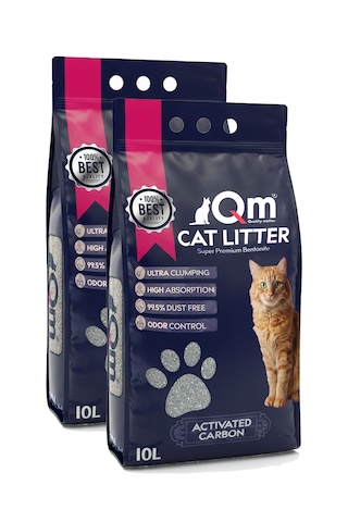 Qm Aktif Karbonlu Süper Premium Bentonit Kedi Kumu 10 L X 2 Adet