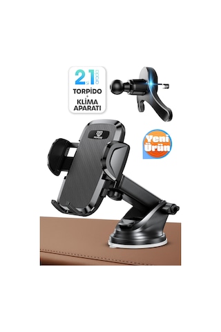 2 Modlu Klima + Torpido Araç Telefon Tutacağı Cam Havalandırma Vantuzlu Araba Telefon Tutucu Tt01
