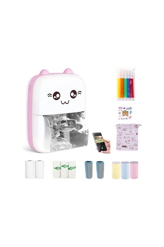 Skycity Mini C9 Pembe Termal Yazıcı - Bluetooth 4.0, İos/android Uyumlu, Mürekkepsiz Baskı, Öğrenme Asistanı, 57mm Kağıt Desteği